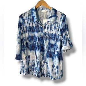 Watercolor button down top